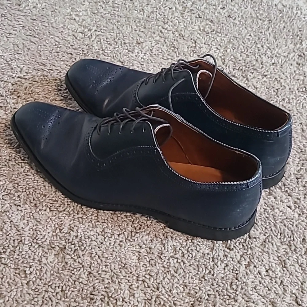 EUC Allen Edmonds Cornwallis Navy Blue Leather Dress Shoes Oxfords Men 14B